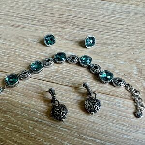 Brighton Silver and Blue Gray Bracelet and Earring Jewelry Set